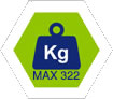 max 322Kg carico complessivo consentito