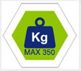 max 350Kg carico complessivo consentito