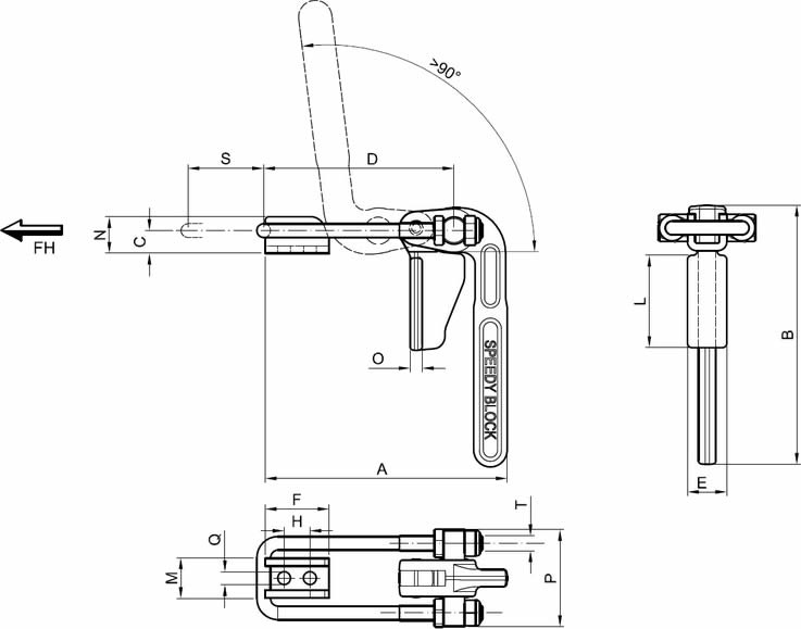 immagine dettagliata bloccaggio a tirante 1400/T3S