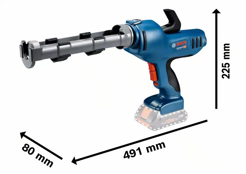 dimensioni pistola silicone Bosch GCG 18V-310