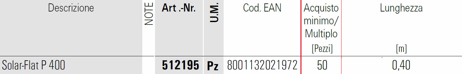 Scheda profilo Solar FLAT P 400 Fischer
