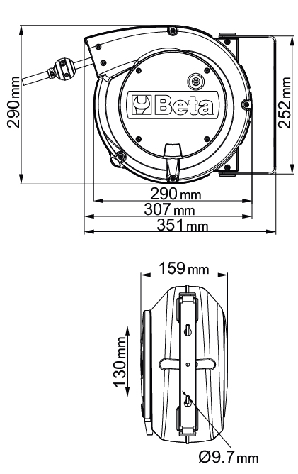 Dimensioni avvolgitore Beta 1842 15-H05/LED