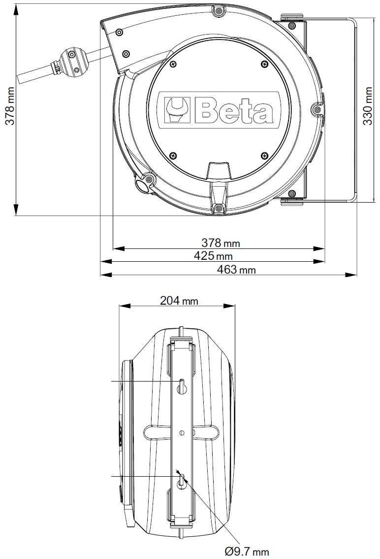 Dimensioni avvolgitore Beta 1900M