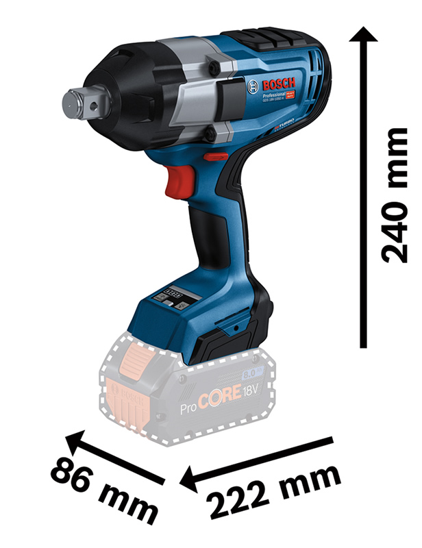 Misure trapano avvitatore Bosch GDS 18V-1050 H