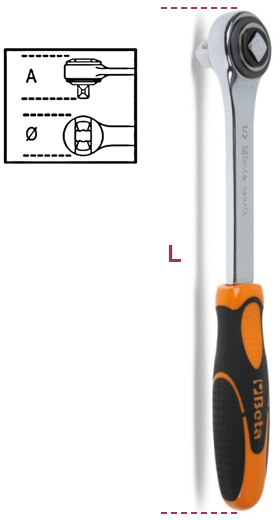 Dimensioni cricchetto reversibile 920/50 Beta