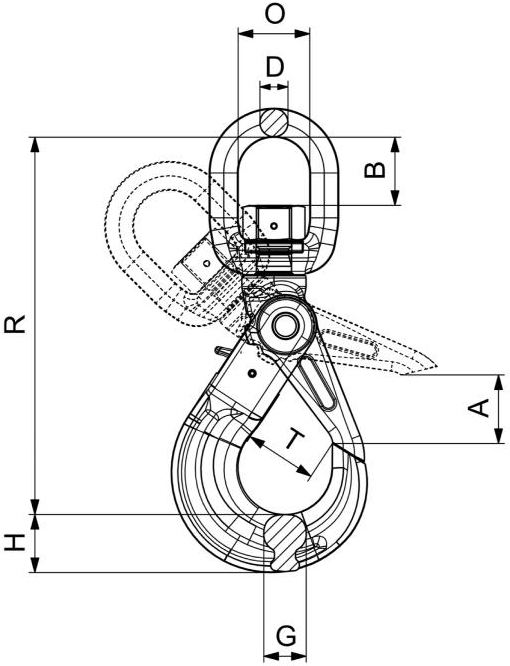 Dimensioni gancio girevole G80 Carcano