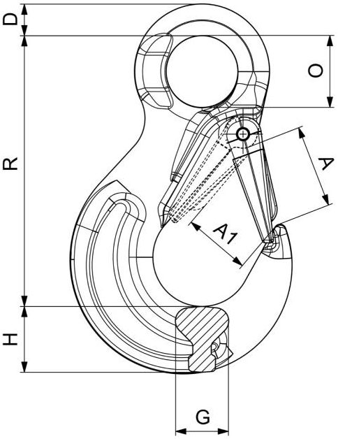 Dimensioni gancio occhiello G80 Carcano