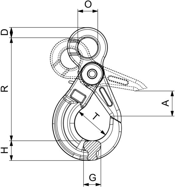 Dimensioni gancio occhio G80 Carcano