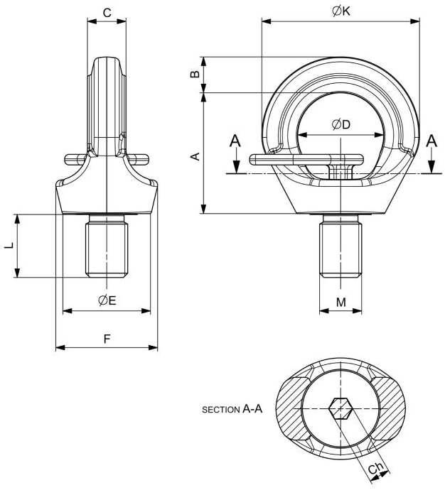 Dimensioni golfare girevole 807X Carcano