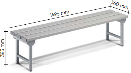 Panca per spogliatoio in metallo Fami 1495x360x385mm seduta in PVC  [FAN95500001]
