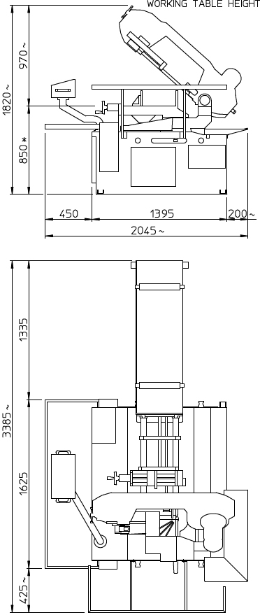 Dimensioni segatrice a nastro Special 391A MACC