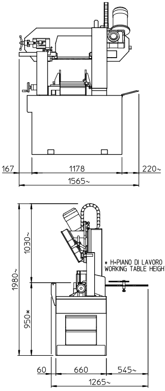 Dimensioni segatrice a nastro Special 391SV MACC