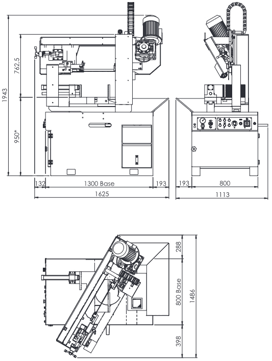 Dimensioni segatrice a nastro Special 391SVG MACC