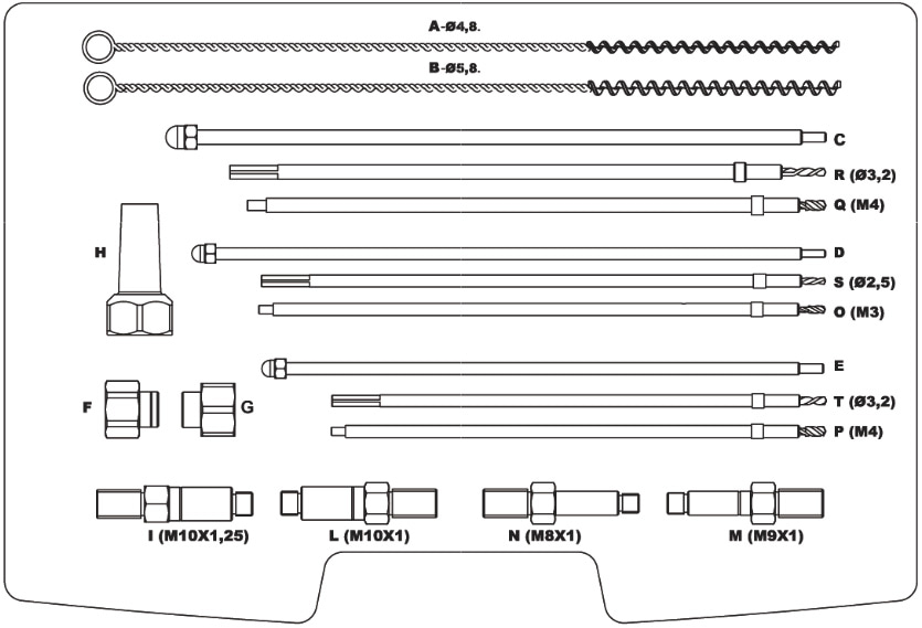 dotazioni kit estrazione elettrodo candelette Beta 960EPC/L