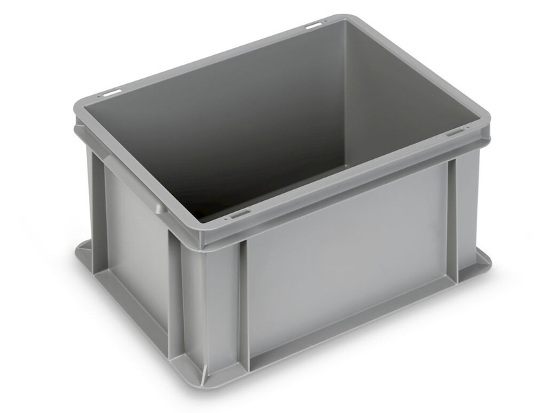 Cassetta Fami Euro 400x300x220mm in PP riciclato con maniglie a conchiglia e fondo liscio