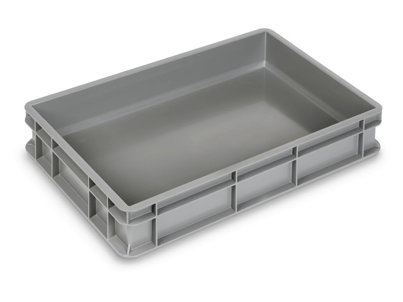 Cassetta Fami Euro Linea 391 600x400x100mm in PP riciclato con maniglie chiuse e fondo liscio