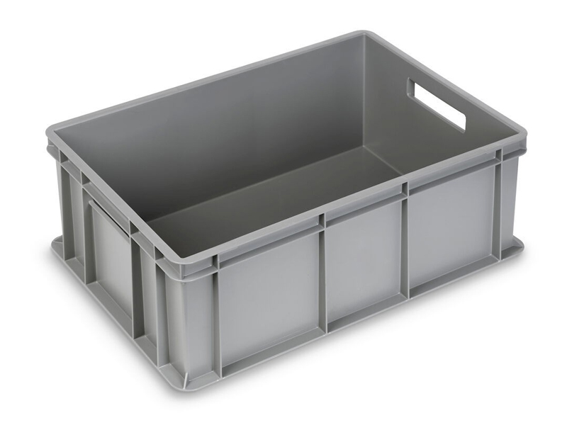 Cassetta Fami Euro Linea 391 600x400x220mm in PP riciclato con maniglie aperte e fondo liscio