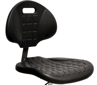 Sedia Da Lavoro Regolabile OEF Furnishings In Poliuretano Nero Con Braccioli - Altezza 56-81 Cm, Girevole 360°, Portata 136 Kg