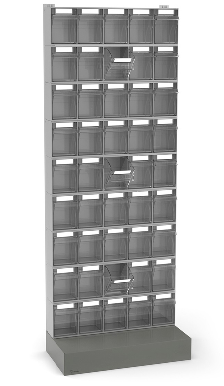 Dotazione scaffale porta minuteria Visual Box con base e 45 cassetti Fami
