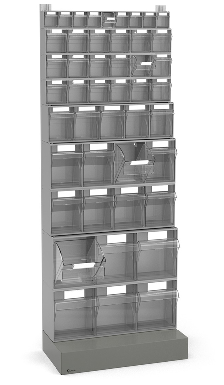 Dotazione scaffale porta minuteria Visual Box con base e 46 cassetti Fami
