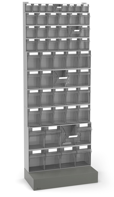 Dotazione scaffale porta minuteria Visual Box con base e 55 cassetti Fami