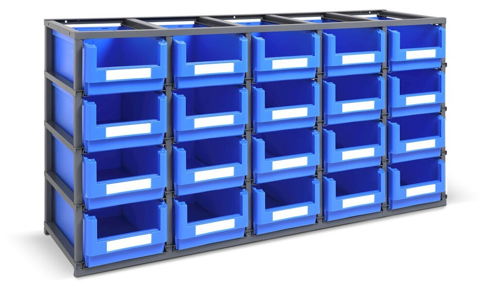 Dotazione scaffale porta contenitori Domino 20 postazioni Fami