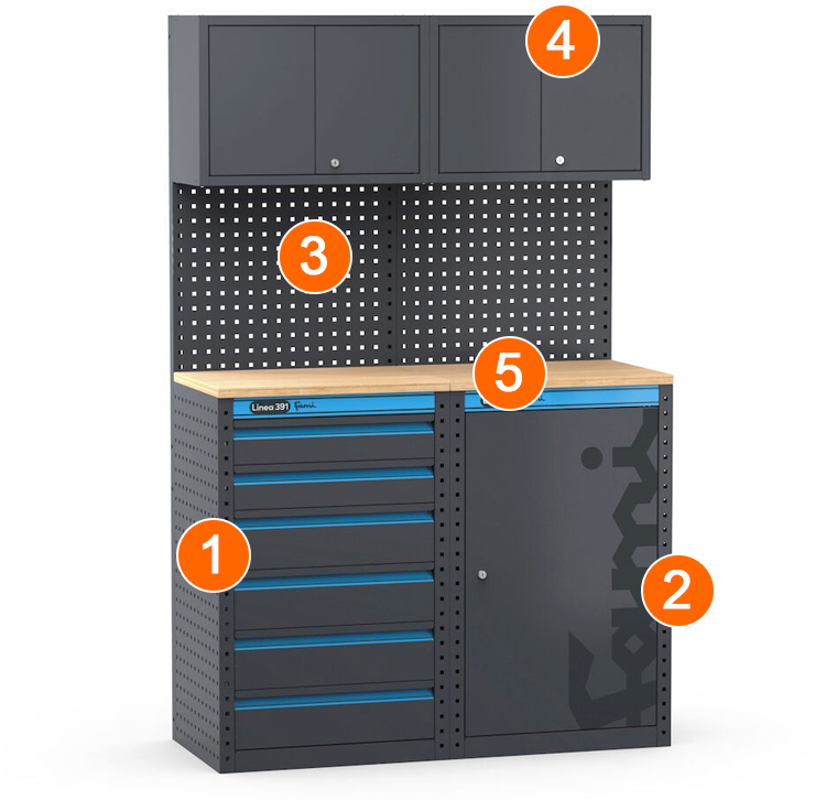 dotazione arredamento officina modulare Fami 391G04