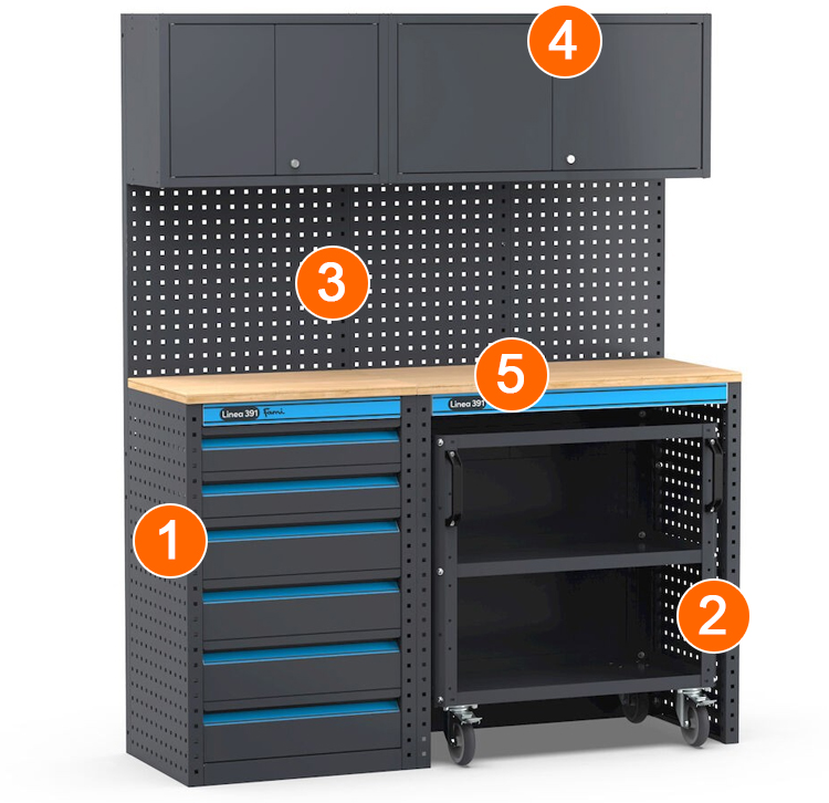 dotazione arredamento officina modulare Fami 391G06
