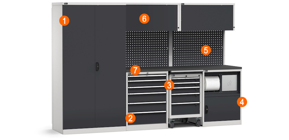 dotazione arredamento officina modulare Fami GARAGE091