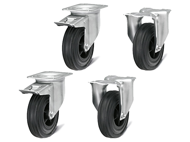 Kit ruote gomma standard Ø125 mm per carrelli Fami Bin Cart (4pz)  [FKRB1252107]