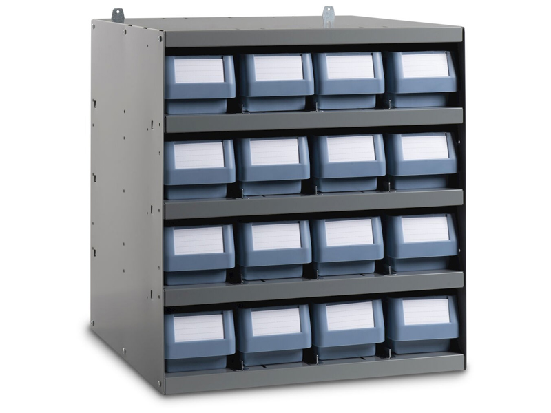 Scaffale modulare a parete Fami 500x500x545mm con 5 ripiani e 16 cassette RK Box Classic