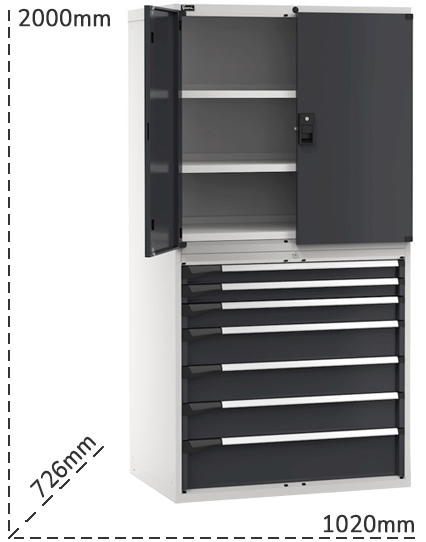 Schema tecnico armadio Master 7 cassetti Fami
