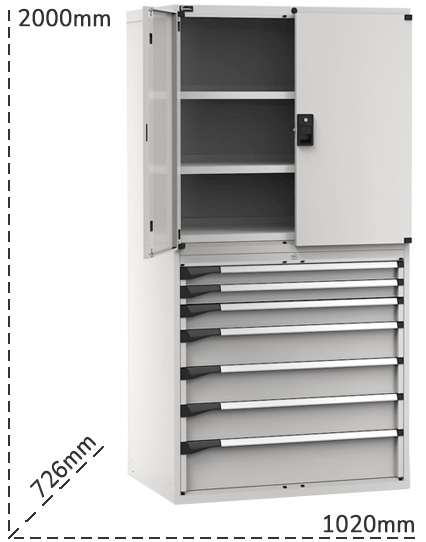 Schema tecnico armadio Master 7 cassetti Fami