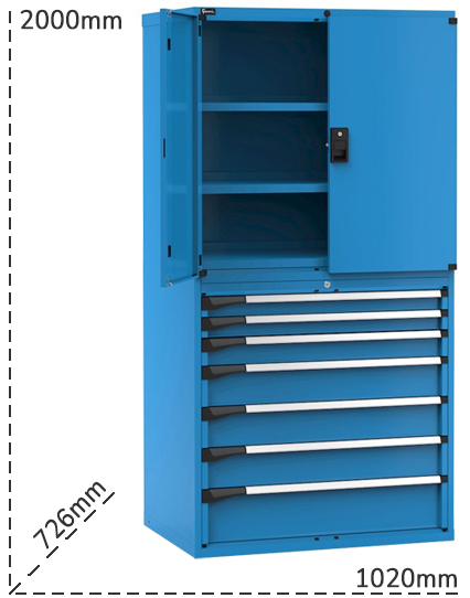 Schema tecnico armadio Master 7 cassetti Fami