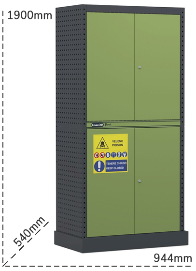 Schéma technique armoire phytopharmaceutiques à portes battantes Fami Ligne 391