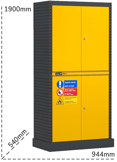 Schéma technique armoire produits inflammables portes battantes Fami Ligne 391