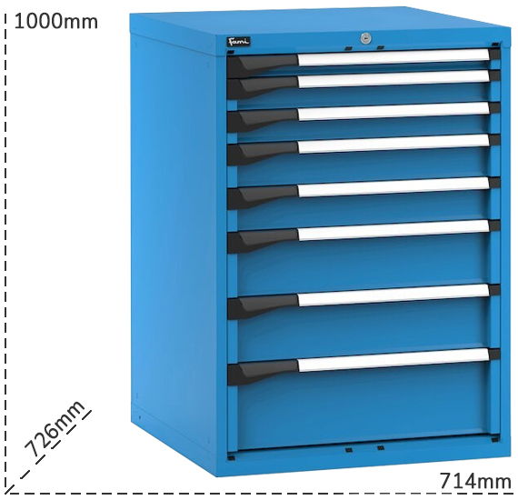 Schema tecnico casseettiera Master 8 cassetti Fami