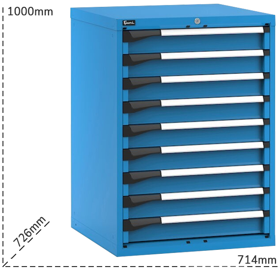 Schema tecnico casseettiera Master 9 cassetti Fami