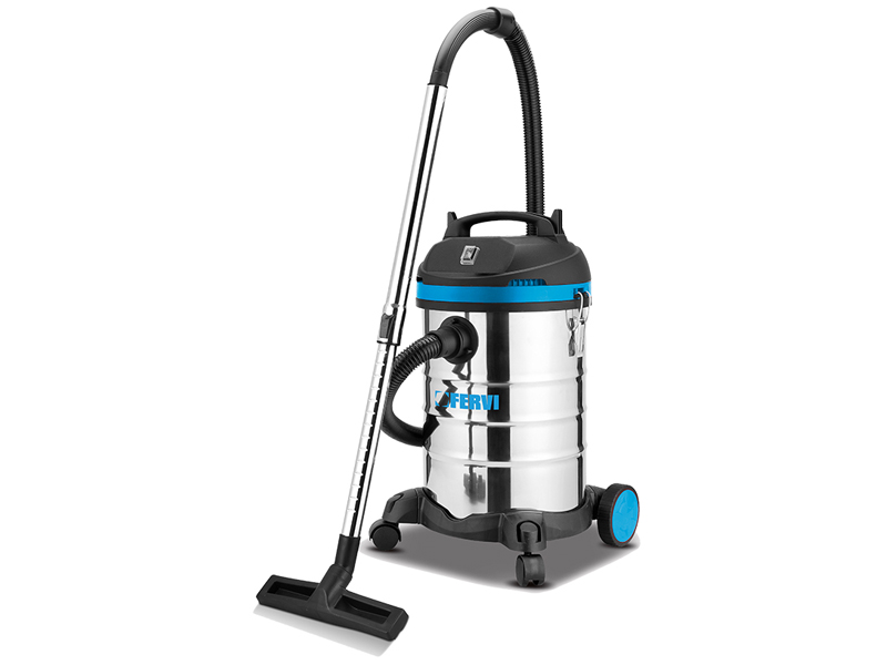 Aspiratore solidi/liquidi Fervi A040/301 in acciaio inox con aspirazione e soffiaggio, capacit�� 30lt