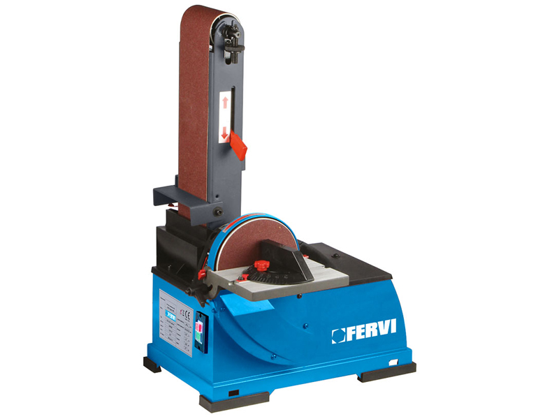 Levigatrice A Nastro Da Banco 914x100mm Con Disco 150mm - Inclinabile Fino A 45&deg; | Grigio/Ciano