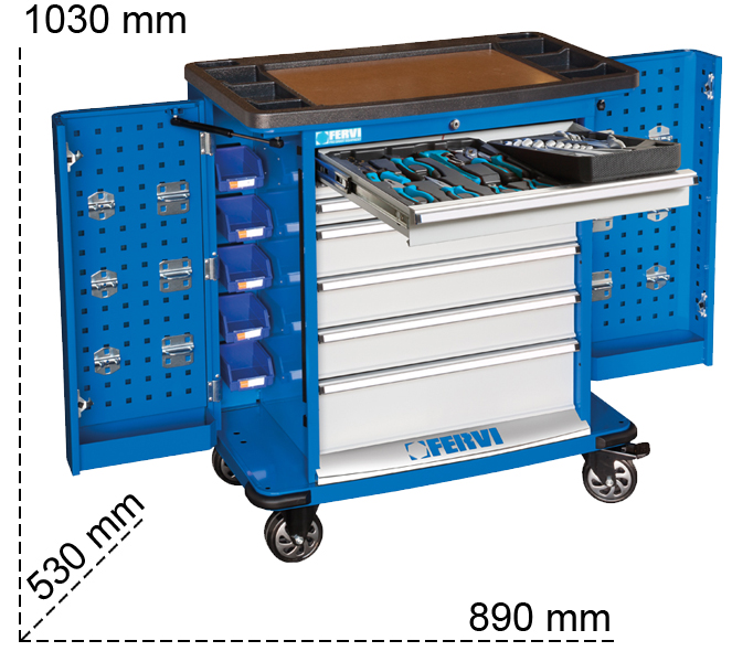 Misure cassettiera Fervi C980/CC01 con 7 cassetti