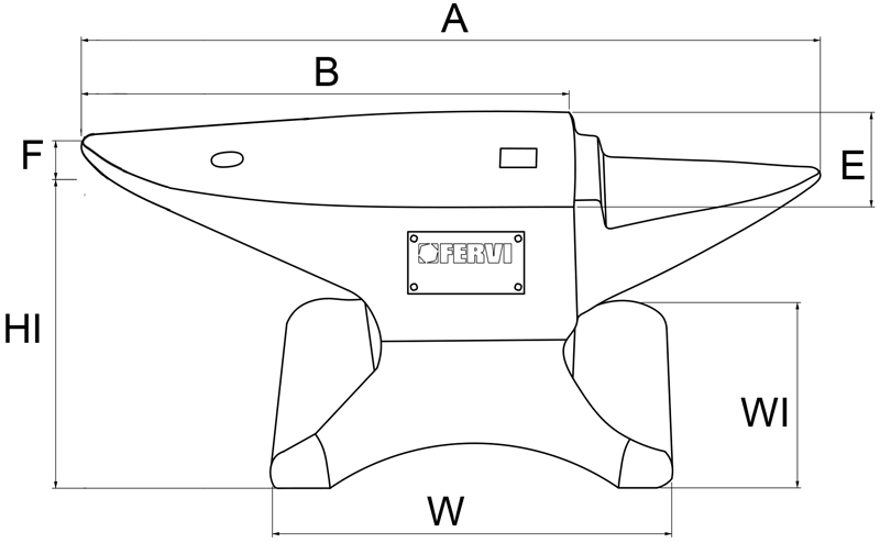 Schema tecnico incudine fabbro Fervi 0157