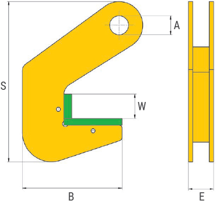 Schema tecnico gancio sollevamento lamiera Finat HHCPJ