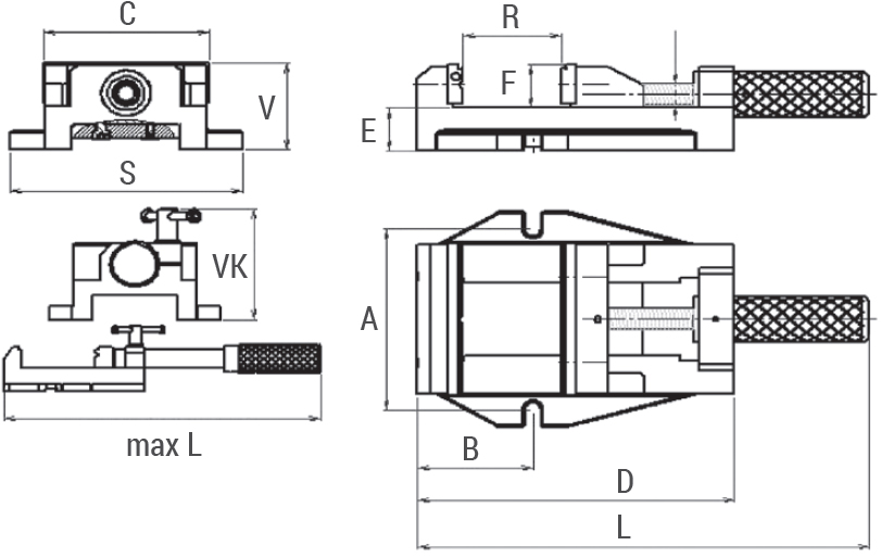 Schema tecnico morsa MOP-TR Finat