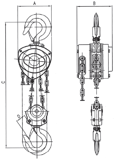 Schema tecnico paranco Finat PC