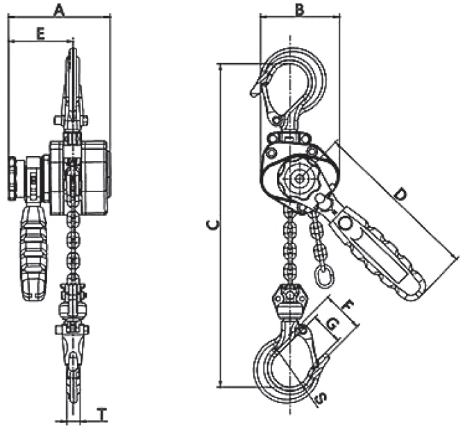 Schema tecnico paranco compatto Finat PLM