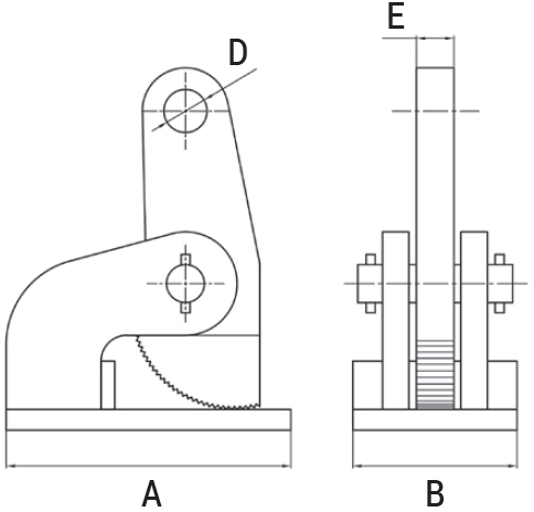 Schema tecnico pinza sollevamento lamiera Finat PON