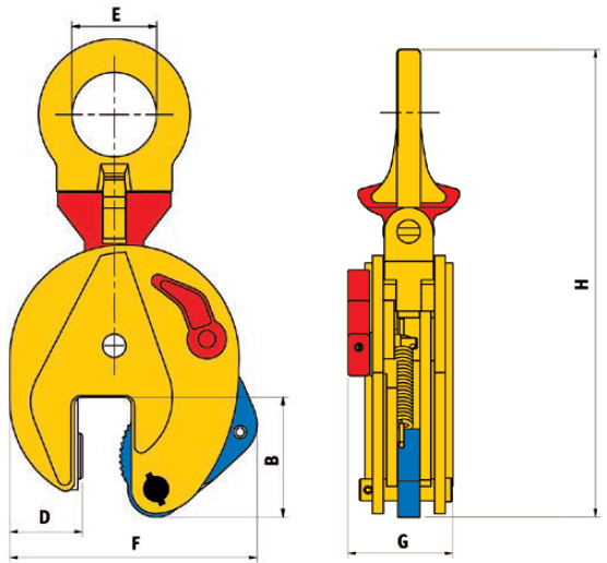 Schema tecnico pinza sollevamento lamiera Finat TPSJ