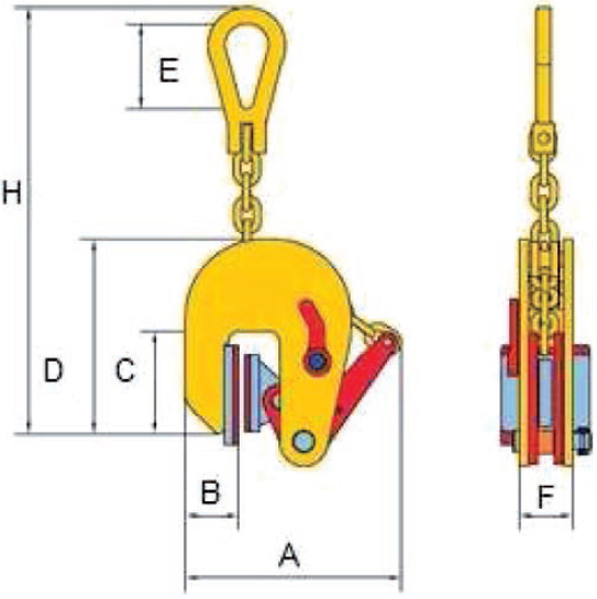 Schema tecnico pinza sollevamento lamiera Finat TPSP