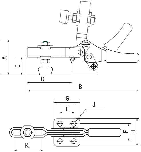 schema tecnico bloccaggio rapido orizzontale HH500 Finat